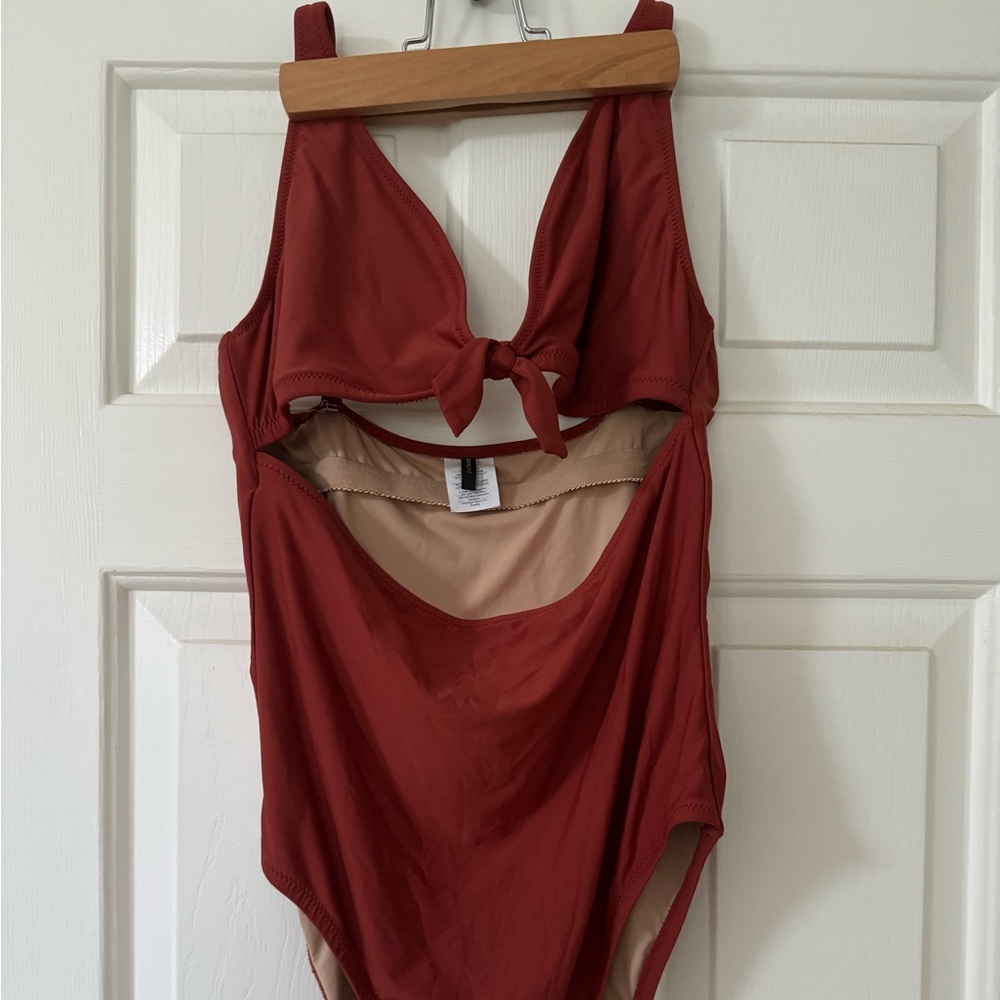 J Crew Tie-front cutout one-piece swimsuit